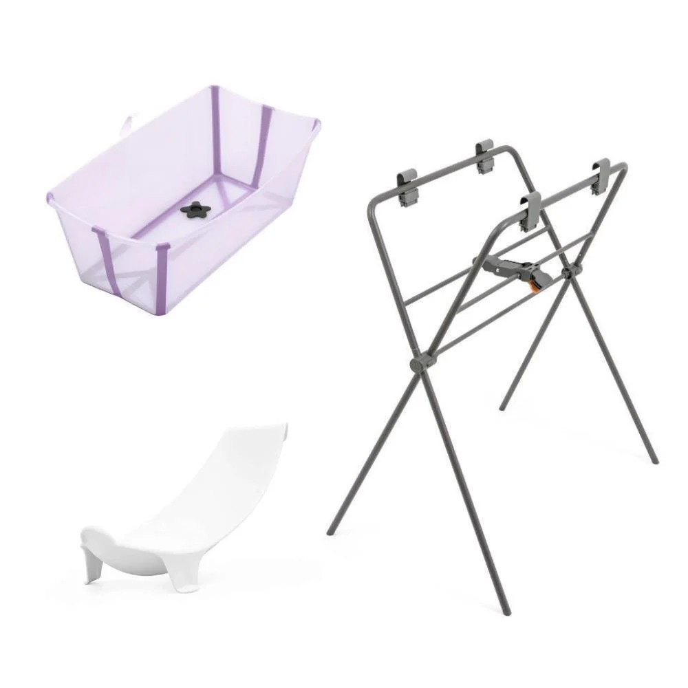 Pack Stokke Banheira Dobrável Flexi Bath Lavender + Assento + Suporte