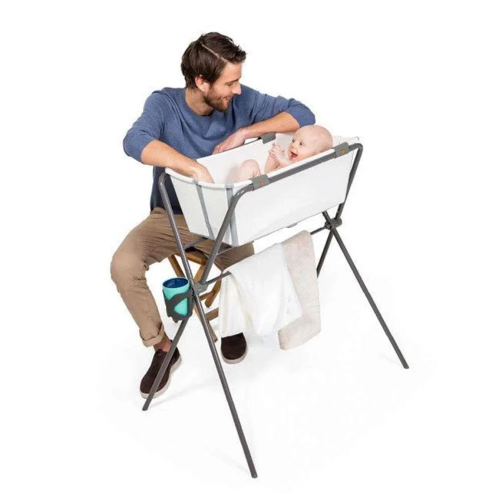 Pack Stokke Banheira Dobrável Flexi Bath White Grey + Assento + Suporte - Image 7