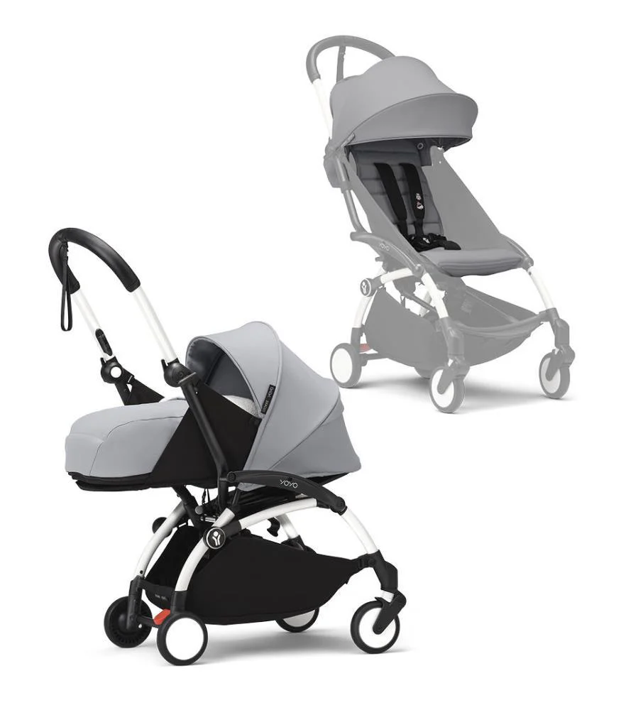 Pack Stokke Chassis Yoyo³ White+ Color Pack +6M Stone + Pack Recém-Nascido 0+ Stone