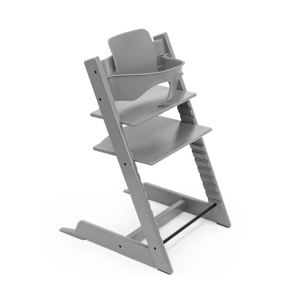 Pack Cadeira da Papa Stokke Tripp Trapp em Madeira + Baby Set² Storm Grey + Almofada Clássica Nordic Grey - Image 4