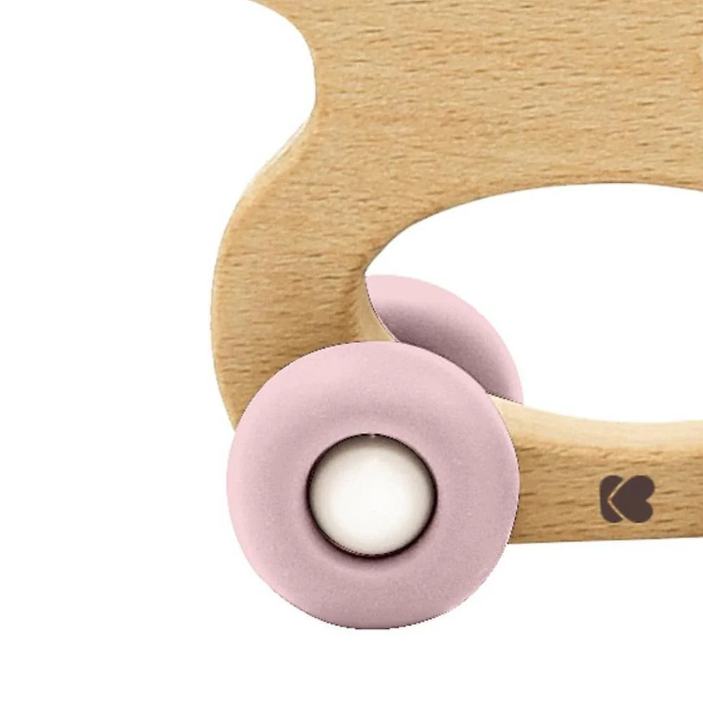 Pato em Madeira para Empurrar com Rodas em Silicone Rosa - Image 2