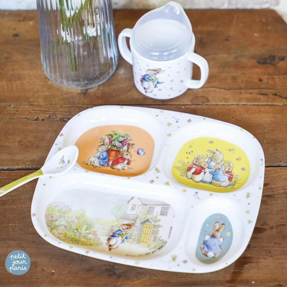 Prato com Divisórias em Melamina Peter Rabbit Flores Branco - Image 2