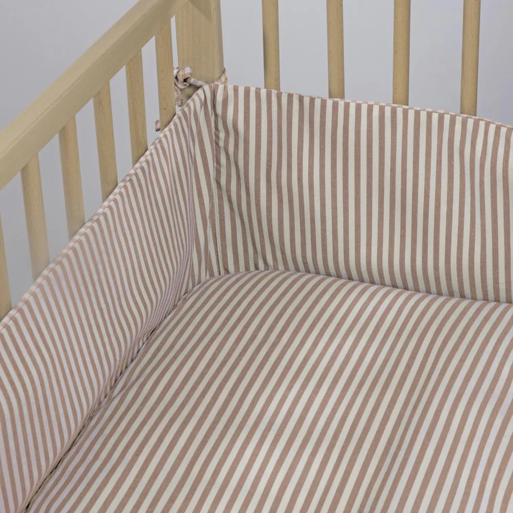 Protetor para Berço de 120x60cm Walking Mum Praliné Vichy/Strips Moka - Image 5