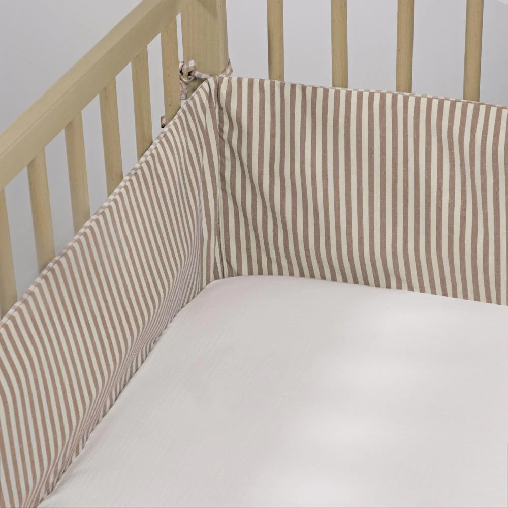 Protetor para Berço de 120x60cm Walking Mum Praliné Vichy/Strips Moka - Image 7