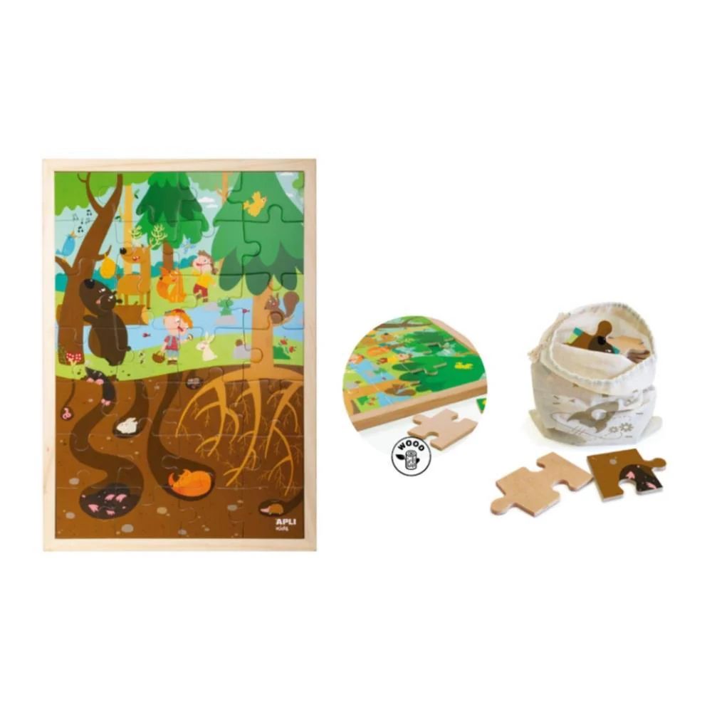 Puzzle Bosque em Madeira com Bolsa 28 Peças - Image 2