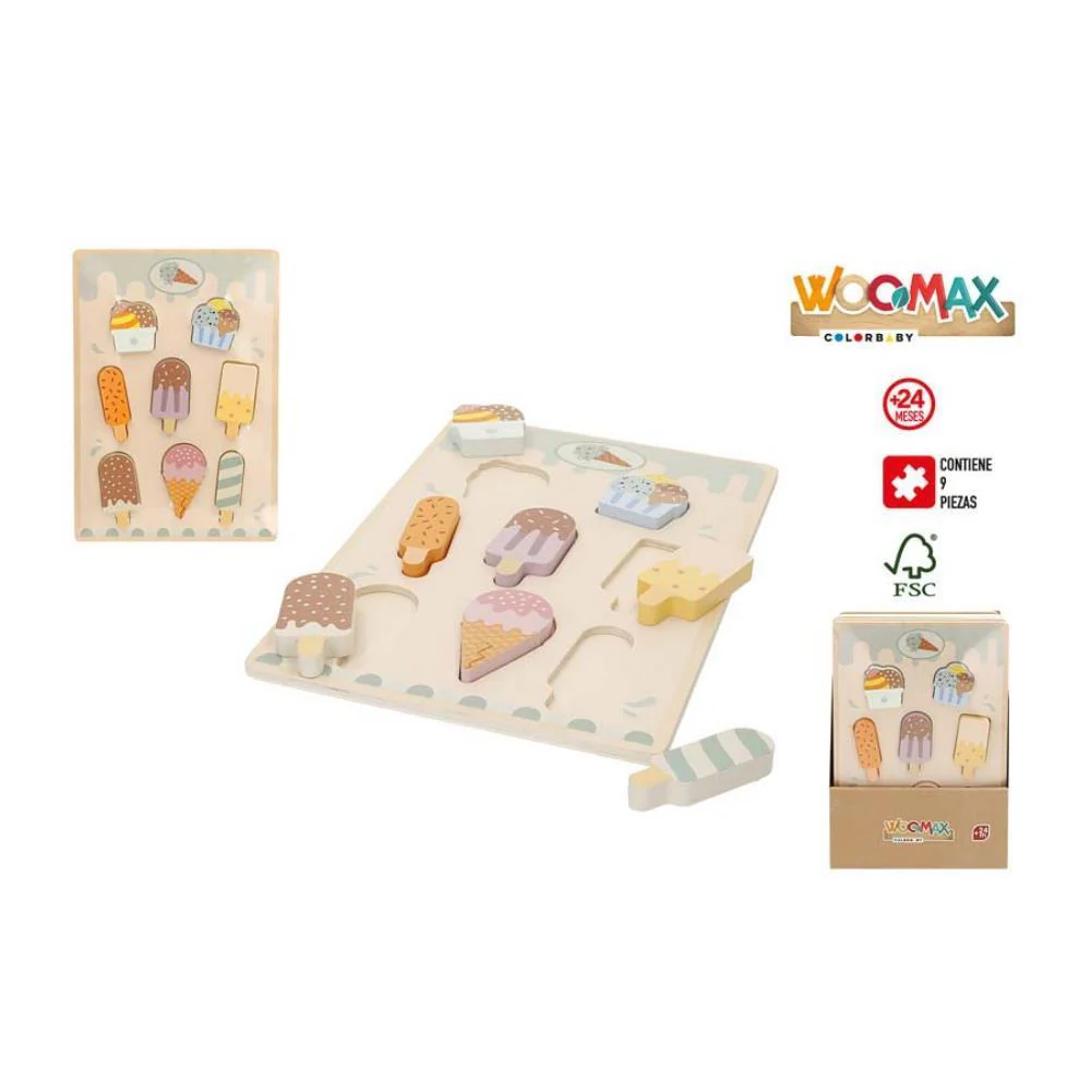 Puzzle de Encaixe Gelados Woomax em Madeira 9 Peças - Image 2