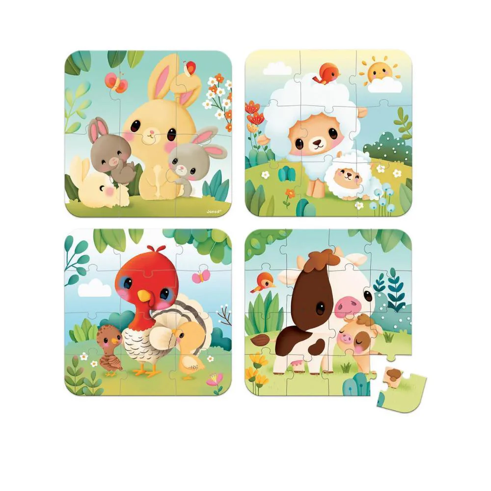 Puzzle Progressivo Janod Animais da Quinta 6 a 16 Peças - Image 2