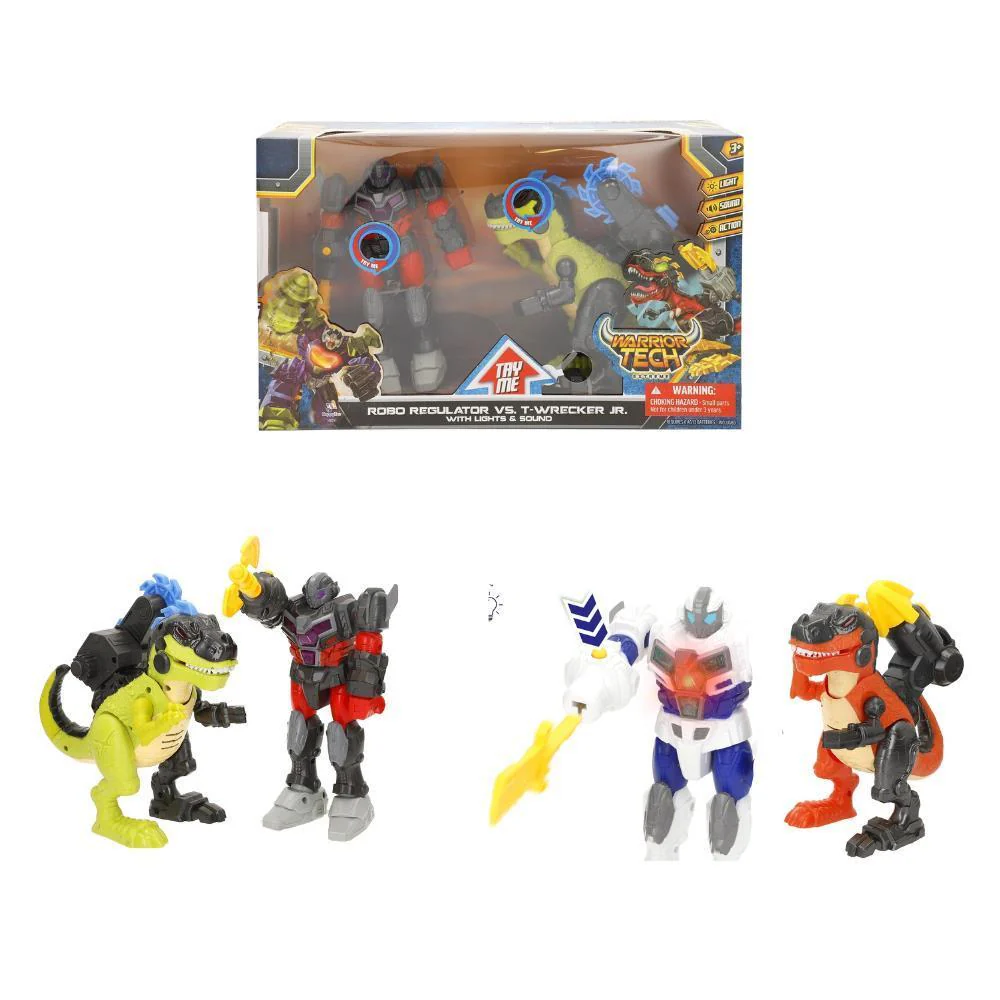 Robot vs Dinossauro Warrior Tech com Luz e Som 20 cm - Image 2