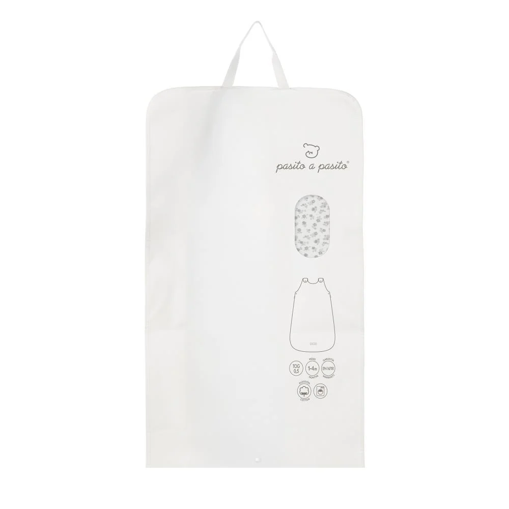 Saco de Dormir Pasito a Pasito Little Bloom Flower Grey 1-4m Tog 0.5 - Image 4