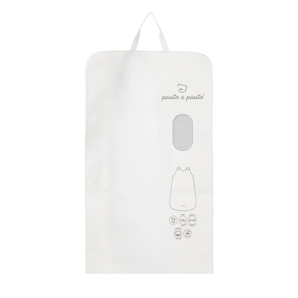 Saco de Dormir Pasito a Pasito Little Bloom Vichy Grey 1-4m Tog 0.5 - Image 4