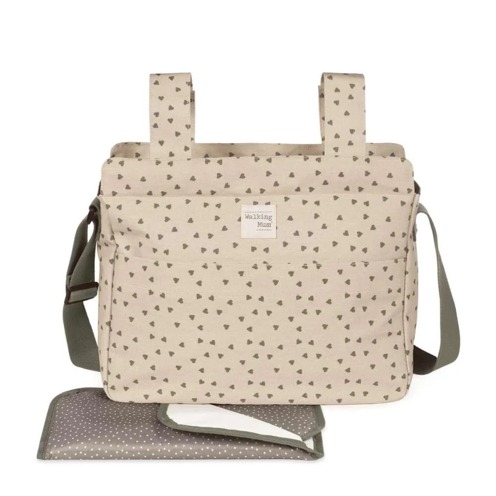 Saco com Muda Fraldas Walking Mum Hearts Poppy Moss
