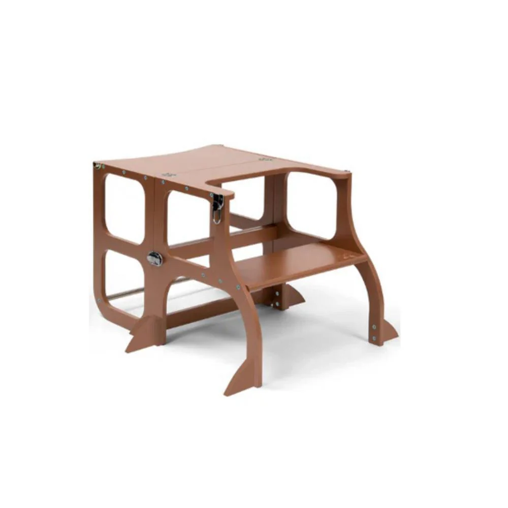 Torre de Aprendizagem e Mesa 2em1 Ette Tete em Madeira Mocha Mousse com Prata - Image 3