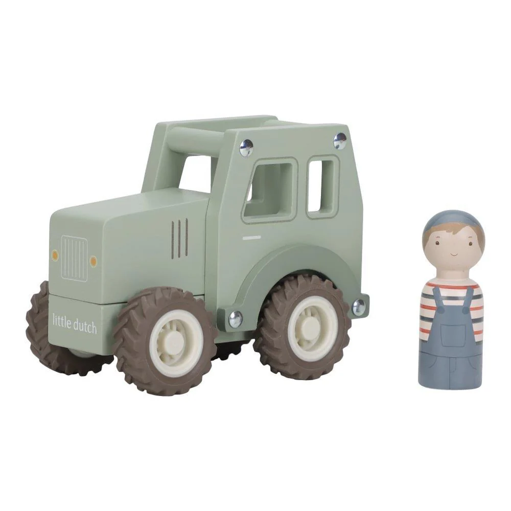 Trator com Figura em Madeira Little Dutch Green - Image 3