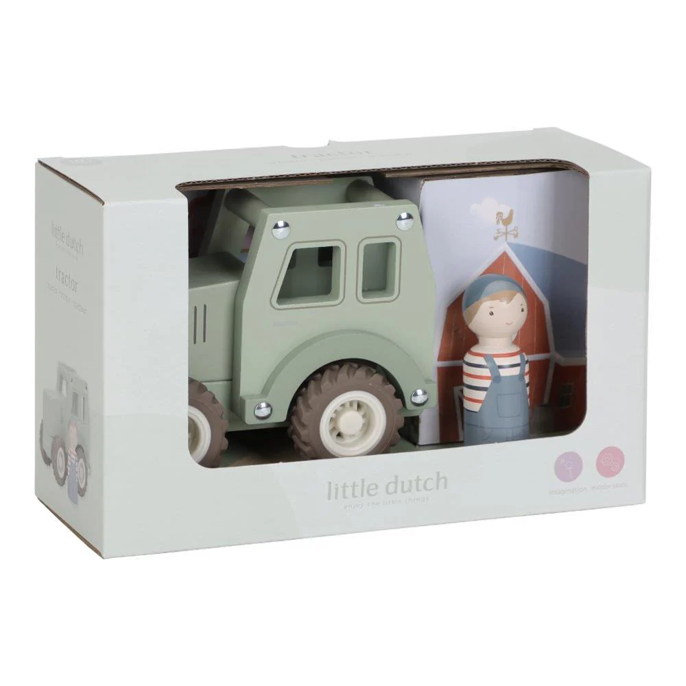 Trator com Figura em Madeira Little Dutch Green - Image 4
