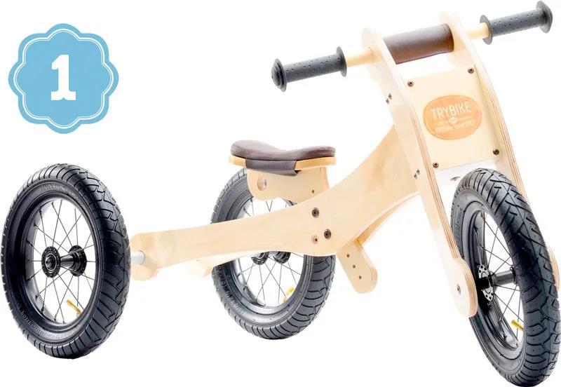 Triciclo/Bicicleta de Equilíbrio 4 em 1 Try Bike Wood Brown - Image 3