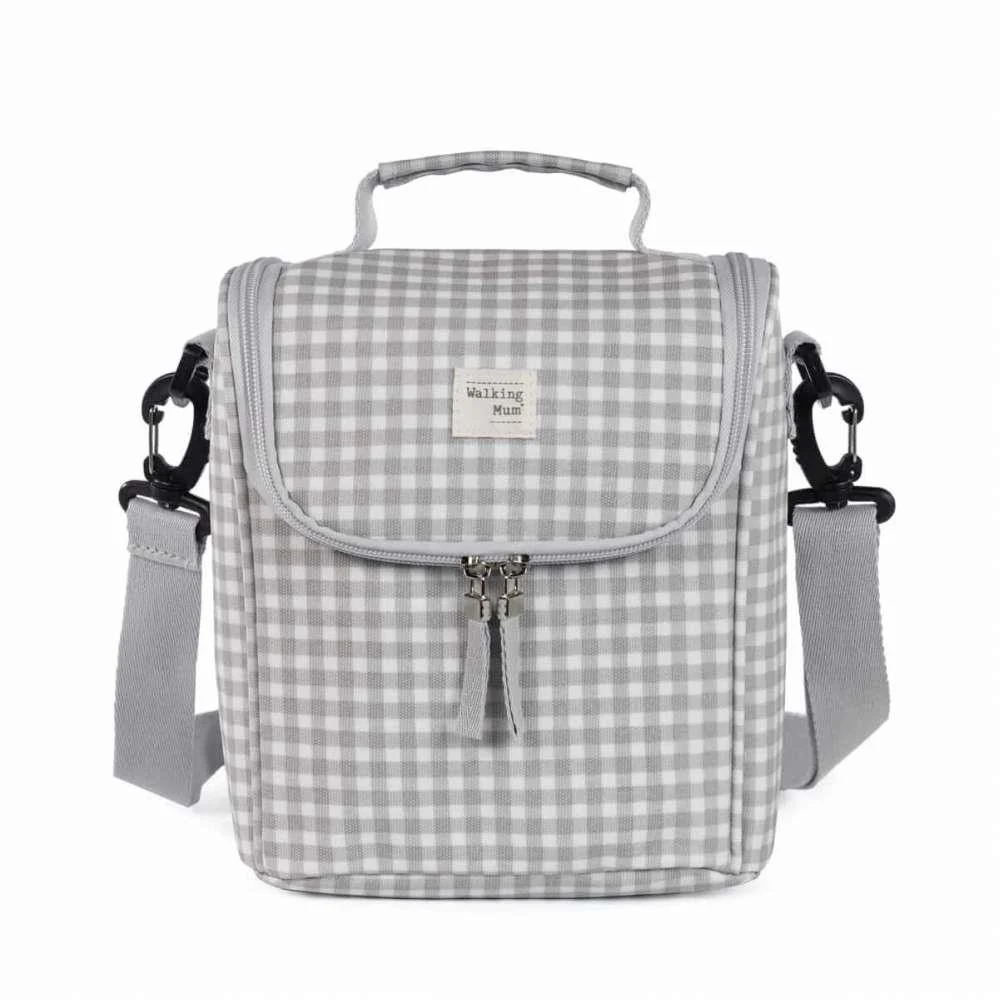Lancheira Térmica Walking Mum I Love Vichy Cinza
